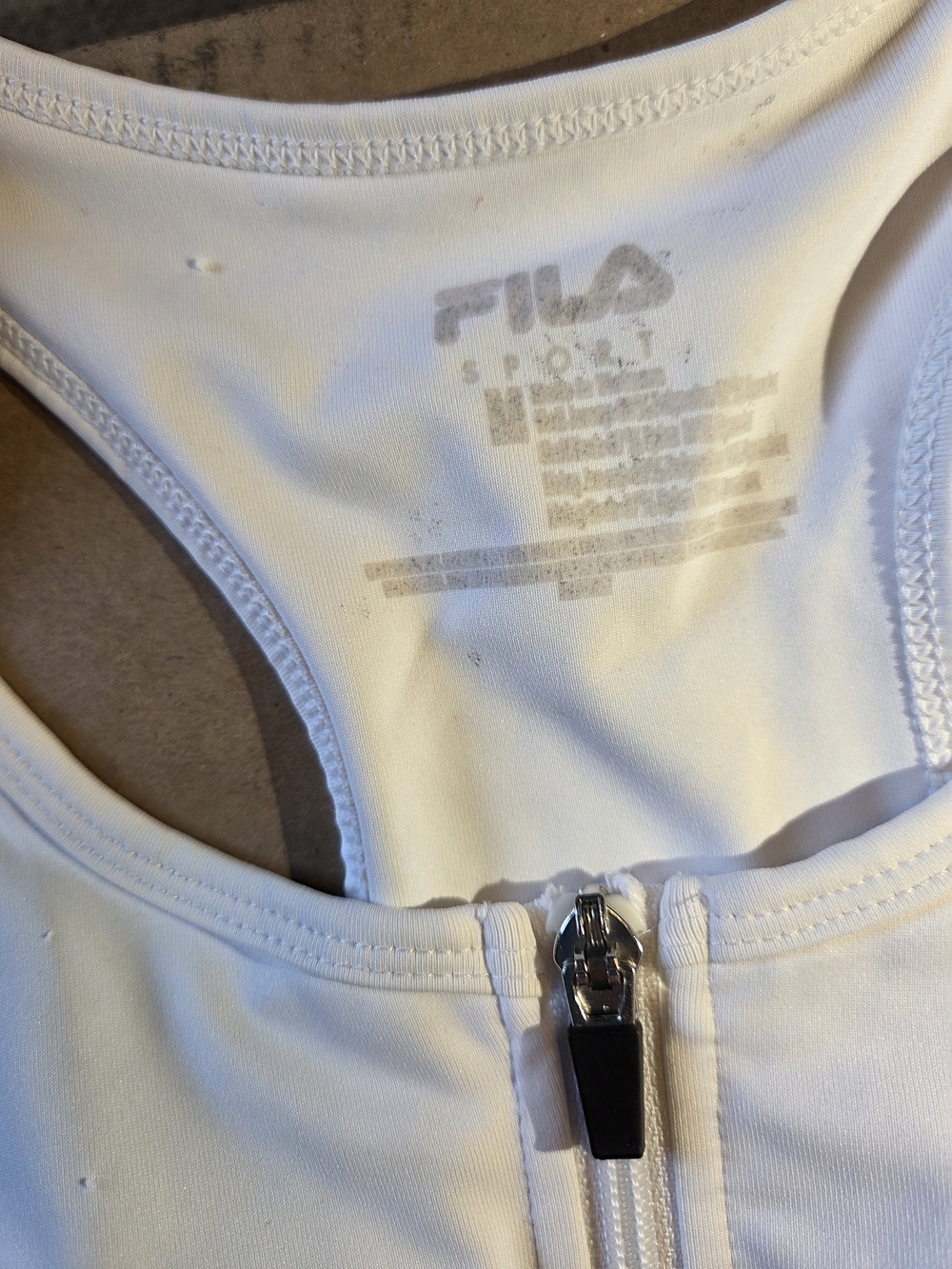 Fila White Front-Zip Racerback Sports Bra Sz Medium - Picture 3 of 6